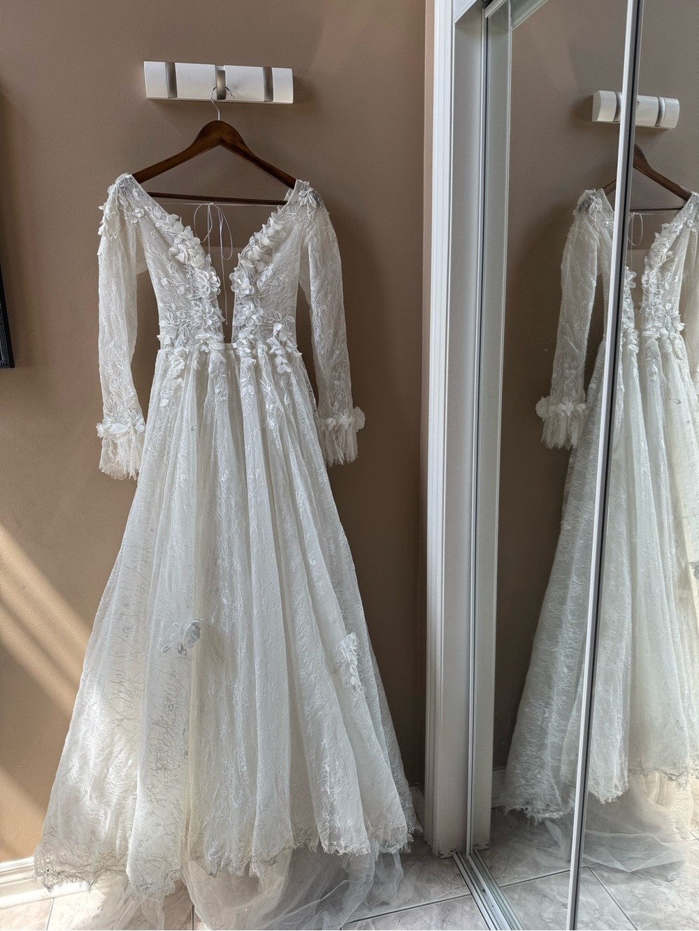 Ivory Lace Long Sleeve Bridal Gown